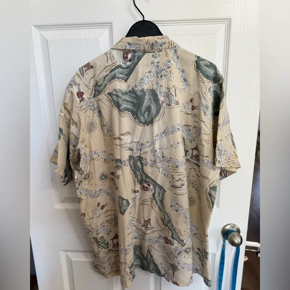 Haband Hawaiian Islands Aloha Shirt XXL Vintage Map Print Beach Camp Shirt